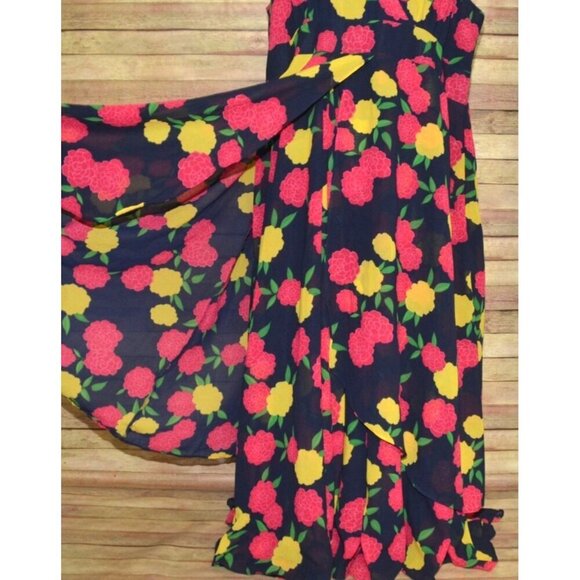 Jessica London Blue Floral Sleeveless Dress Plus Size 24 Flowy Ruffles Spring - Picture 4 of 13